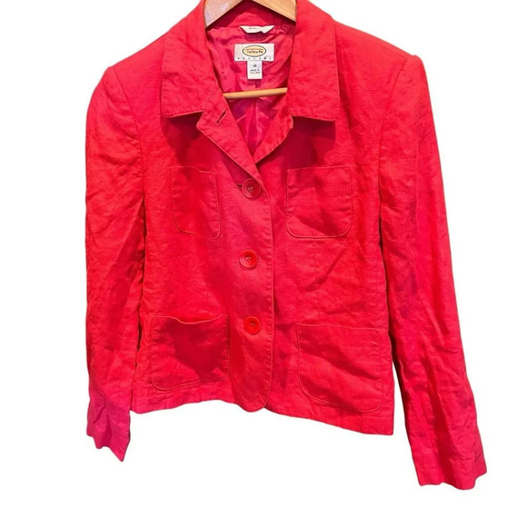 Vintage Talbots Women’s Irish Linen Blazer 10P Hot Pink Preppy Career Jacket - Picture 3 of 12